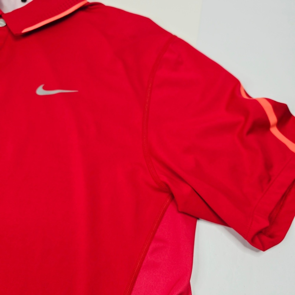 Nike Tiger‎ Woods Collection Dri Fit Red Golf Polo Shirt Mens Large L - Picture 4 of 12